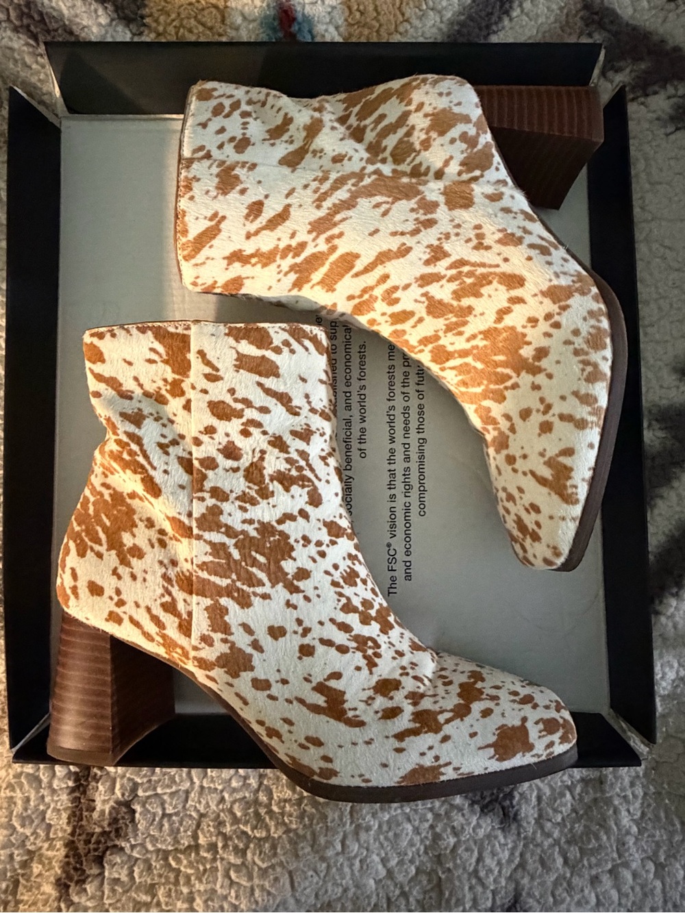 Cowhide Print Ankle Boots